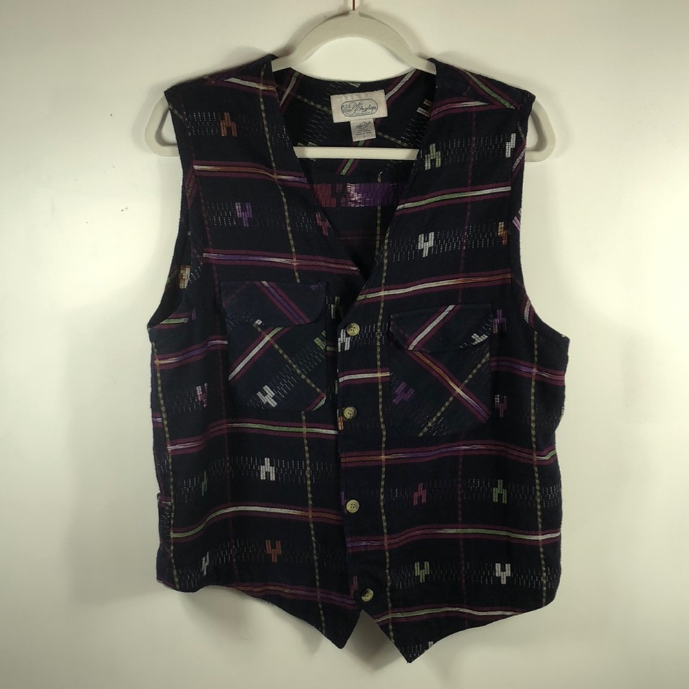 Southwestern Flannel Boho Cactus Embroidered Vest